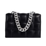 Women Simple Solid Leather Chain Lady Shoulder Handbags 2589910