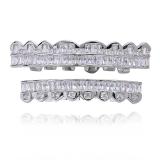 Teeth Grillz Top & Bottom Silver Color Grills Dental Mouth Hip Hop Tooth Socket BESG08910-12