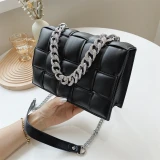Women Simple Solid Leather Chain Lady Shoulder Handbags 2589910