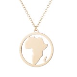 Stainless Steel World Map Necklace With Pendant xl34758