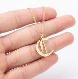 Women Stainless Steel A-Z Old English Letter Name Choker Necklaces 23ZMXLBG
