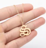 Women Stainless Steel A-Z Old English Letter Name Choker Necklaces 23ZMXLBG
