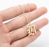Women Stainless Steel A-Z Old English Letter Name Choker Necklaces 23ZMXLBG