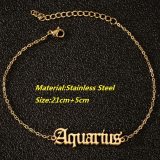 Women Best Gift Old English Letter Zodiac Charm Anklets JL00112