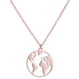 Stainless Steel World Map Necklace With Pendant xl34758