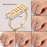 Women Stainless Steel Year Number Finger Rings JZ198091