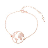 Stainless Steel World Map Necklace With Pendant xl34758