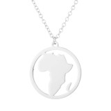 Stainless Steel World Map Necklace With Pendant xl34758