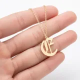 Women Stainless Steel A-Z Old English Letter Name Choker Necklaces 23ZMXLBG
