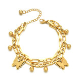 Fashion Men Women Titanium Steel Double-layer Butterfly Bracelets YX0090101