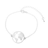 Stainless Steel World Map Necklace With Pendant xl34758