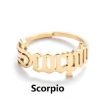 Women Men Antique Stainless Steel 12 Constellation Finger Rings XZJZ00112