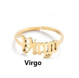 Women Men Antique Stainless Steel 12 Constellation Finger Rings XZJZ00112