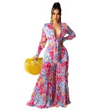 Women Printing Long Sleeve Irregular Bodysuits Bodysuit Outfit Outfits MM212536