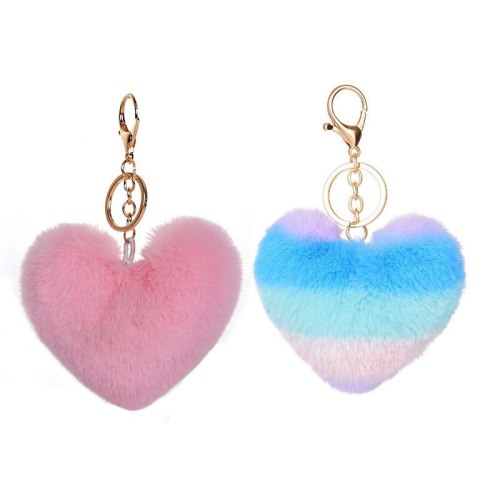 Colorful Peach Heart Plush Sweet Cute Heart-Shaped Keychains SKL-3344