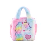 Soft Plush Unicorn Cartoon Children Coin Messenger Handbags XW-13748