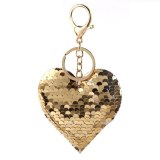 Fashion Glitter Sequins Cute Heart Key Chains For Women Car Bag SKL-4051