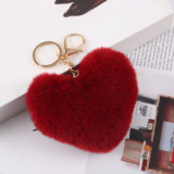 Hot Sale Pom Poms Heart Shaped Keychains 06172
