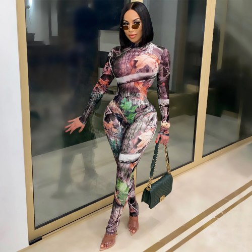 Women Sexy Printing See-Through Mesh Bodysuits Bodysuit Outfit Outfits C373041