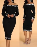 Women' Fashion Leisure Plain Color Stitching Printing Dress Dresses DP876879