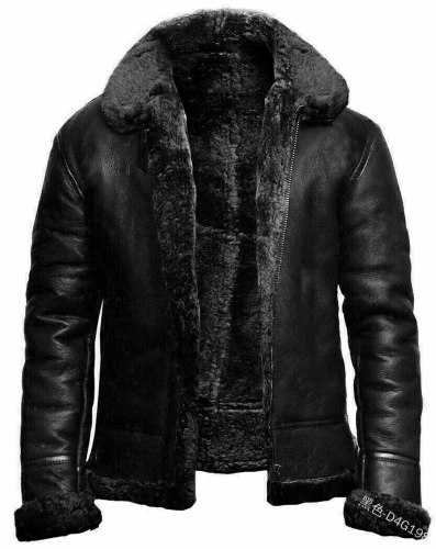 Fashion PU Men's Fleece-Lined Loose Jacket Coats D4G198109