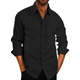 Men Cotton Linen Long Sleeve Shirts Tops ST2012435