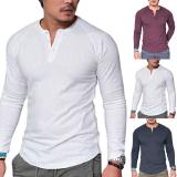 Men Casual Solid Color O Neck Long Sleeve T-shirt Tops A04152