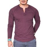 Men Casual Solid Color O Neck Long Sleeve T-shirt Tops A04152