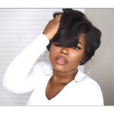 African Black Short Hair Micro-Curly Synthetic Wigs