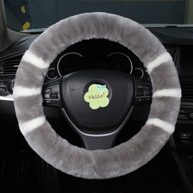 Winter Plush Car Steering Pure Wool Car Steering Wheel Cover 9991010