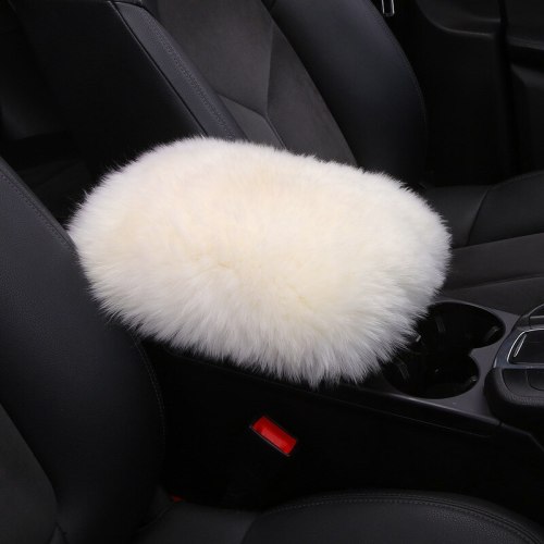 New Winter Thickening Car Sheepskin Armrest Box Mat