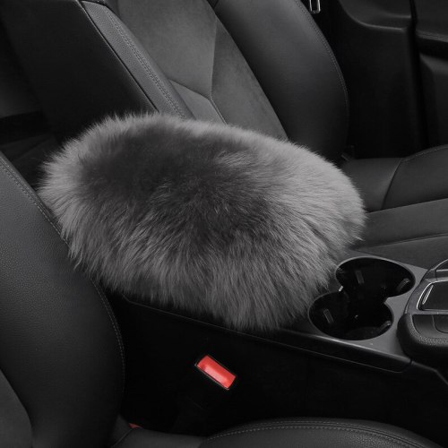 New Winter Thickening Car Sheepskin Armrest Box Mat