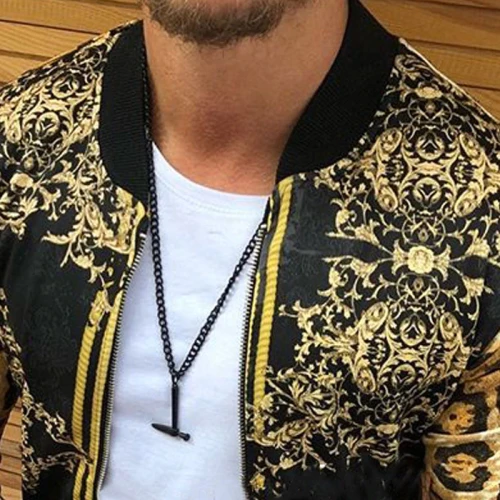 Men's Autumn Slim Leopard Print Round Collar Jacket Coats