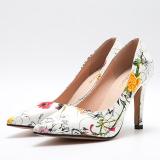 Summer Women Fashion Sexy Floral Print Pumps Tie Ankle Thin Heels 801-1122