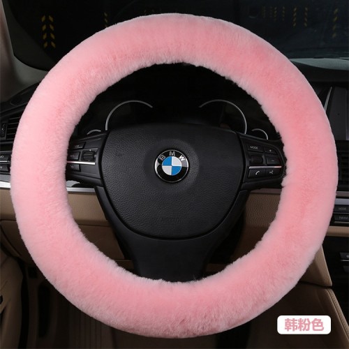 Winter Warm Fluffy Furry Woolen Fur Plush Car Steering Wheel Cover Sets For Women 000112