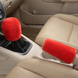 Winter Wool Cold-Proof Car Gear Handle Cover Handbrake Set