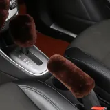 Winter Wool Cold-Proof Car Gear Handle Cover Handbrake Set