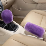 Winter Wool Cold-Proof Car Gear Handle Cover Handbrake Set