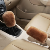 Winter Wool Cold-Proof Car Gear Handle Cover Handbrake Set