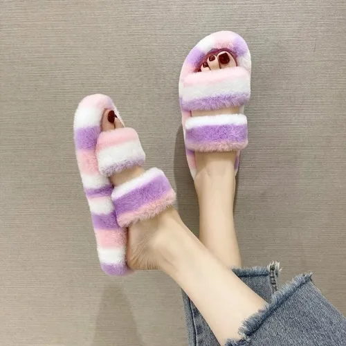 Women's Outer Colorful Plush Slippers K5263