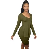 Women's Two Pieces Long Sleeve Bodysuits Bodysuit Outfit Outfits H15667