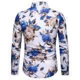 Spring and Autumn Men's Long Sleeve Printed Shirt Tops 1210c1021