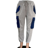 Casual Personality Big Pocket Overalls Women's Pant Pants A813243