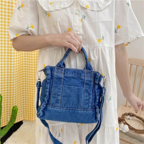Summer Casual Blue Denim Tote for Women Fashion Handbags 223-180314
