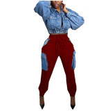 Casual Personality Big Pocket Overalls Women's Pant Pants A813243