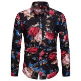 Spring and Autumn Men's Long Sleeve Printed Shirt Tops 1210c1021