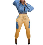 Casual Personality Big Pocket Overalls Women's Pant Pants A813243