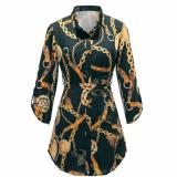 Ladies Fashion Printed Shirt Collar Dresses W980112B