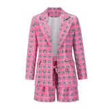 Women Two-Piece Loose Plaid Bodysuits Bodysuit Outfit Outfits LQ16071