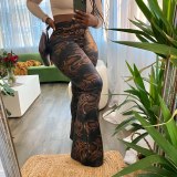 Women Summer Fashion Sexy Snake Print High Waist Jeans Pant Pants Q21PT24556